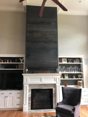 Fireplace Wall Steel Facade Steel wall facade above fireplace