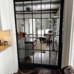 Grid Metal and Glass Barn Door