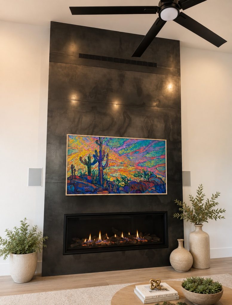 steel raw fireplace
