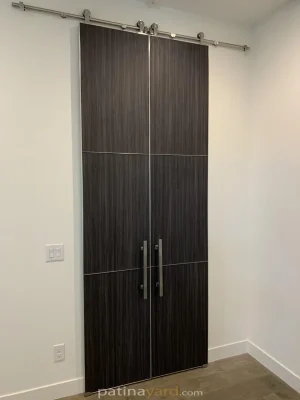 Laminate Barn Doors bella laminate double barn doors with stainless seams