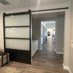 Large Metal and Glass Barn Door