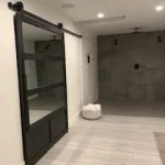 Metal and Clear Glass Sliding Door
