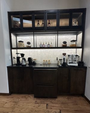 Metal Shelves and Cabinet Display glass and metal cabinet and shelves with LED lights