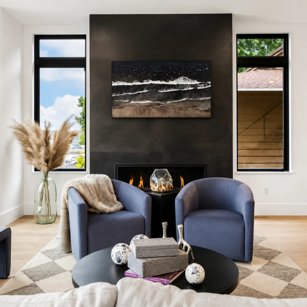 steel patina fireplace