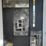 Patina Steel and Antique Mirror Random Pattern Barn Door