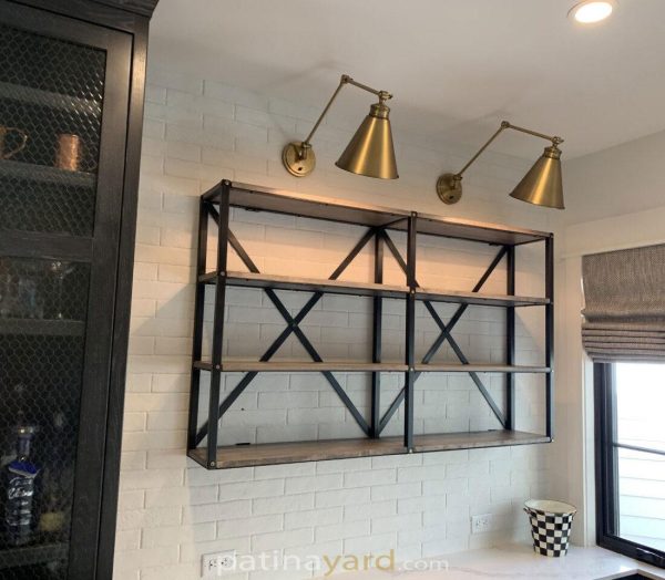 wall metal and wood shelves