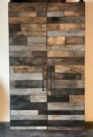 barn wood barn door with metal panel