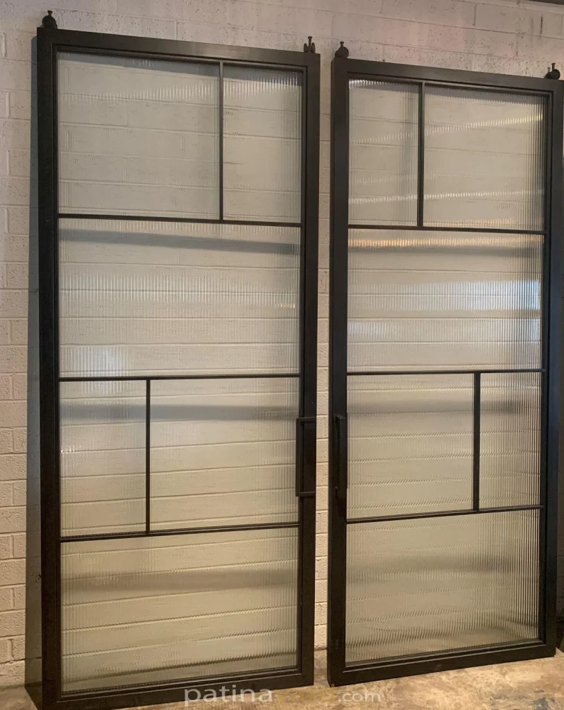 contemporary industrial frames with reeded glass panels