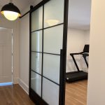 Single Steel and Frosted Glass Barn Door