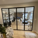 Steel and Glass Sidelights with Hinged Doors