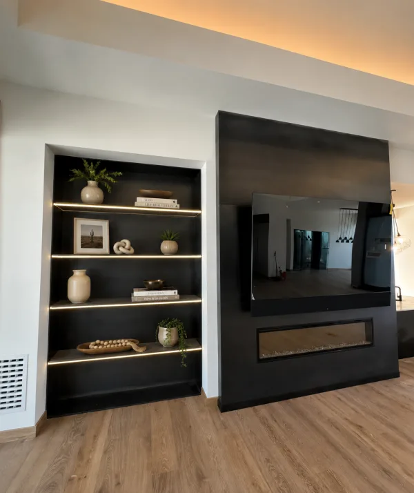 steel fireplace with black patina
