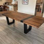 Walnut Dining Table with Metal U Shape Legs
