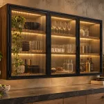 Wood and Metal Upper Cabinet