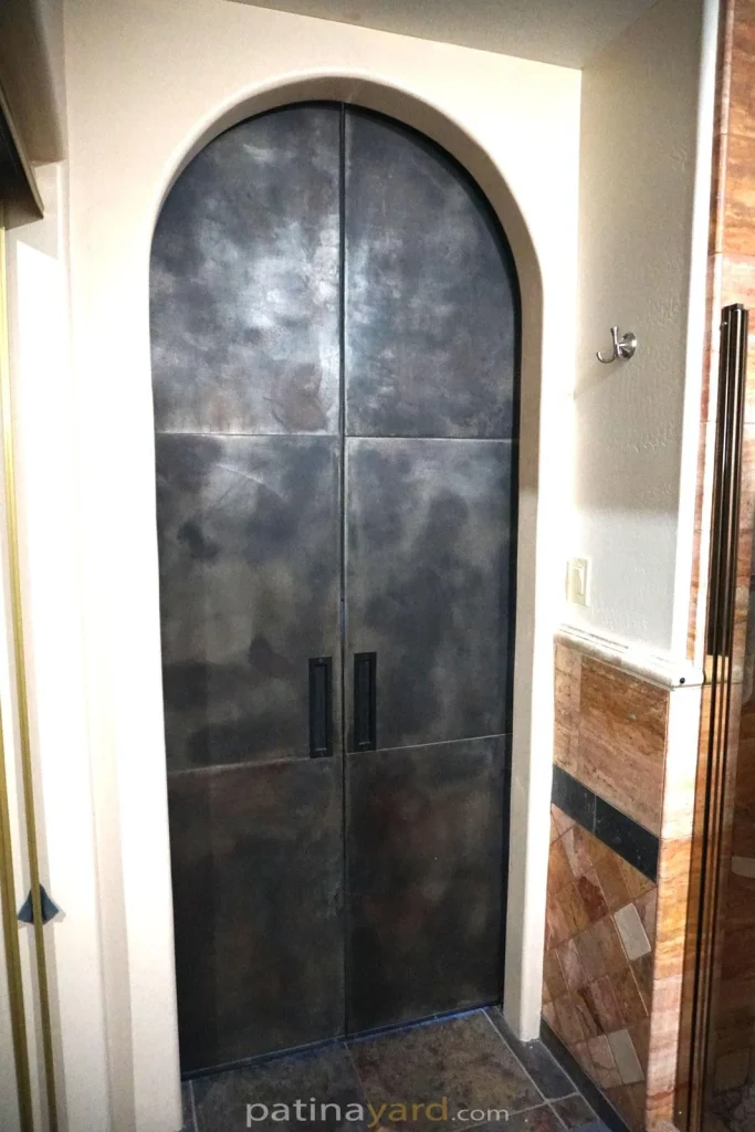 weathered steel doors
