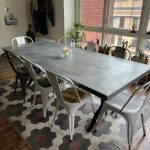 Zinc Table Top with Metal Wishbone Legs